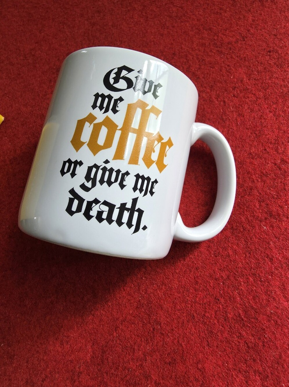 Carlton Cards "Give Me Coffee or Give Me Death" ceramic coffee mug